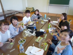 Happy smile with delicious lunch etc.