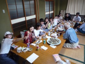 Smiles with delicious dishes unique to the island, such as sazae