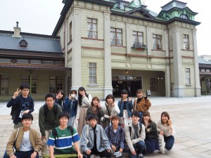 In front of the restored Mojiko Station