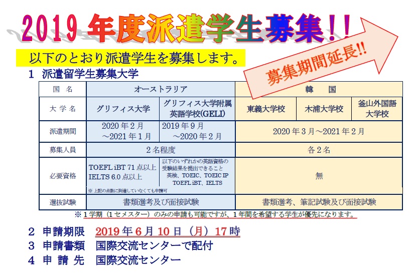 Notice of extension of the recruitment period for the second term (Australia / Korea) in 2019! !