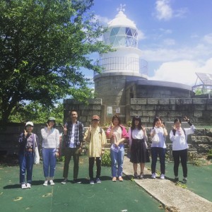 Group photo in front of the Rokure Islands Lighthouse