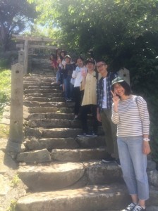 At the shrine stairs